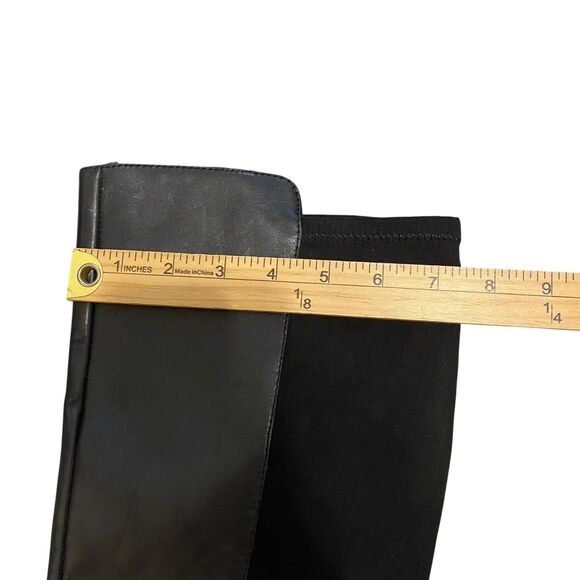 Tahari High Knee Boots 9.5 Black Leather Flats Minimalist Old Money Comfort - Picture 11 of 16